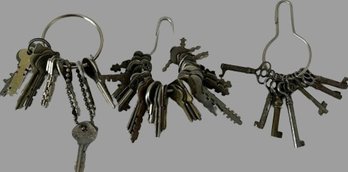 Trio Of Small Key Rings- Largest Key Is 2.5in Long