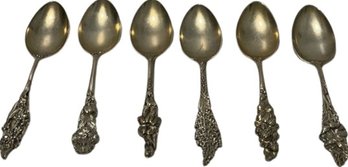 Sterling Silver Spoons With Floral - 4'H