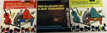 Collection Of Vinyl Records (9) Steve Allen's, Red Allen, Kid Ory And Jack Teagarden
