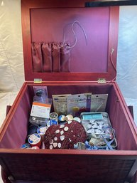 Sewing Basket With Miscellaneous Supplies - 15'