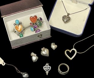 Valentines Day Collection: Pendants, Chains, Rings, And Crystal Hearts - Some Sterling