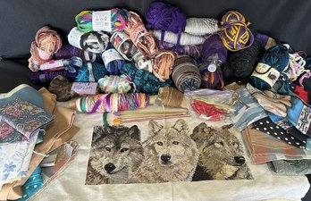 Yarn, Crafting And Knitting Supplies, 20 Spools, Fabric, Needles