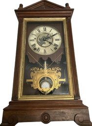 Beautiful Vertical Mantle Clock- 10Wx20Tx4.75D, Seems To Be In Working Condition And Clock Does Wind