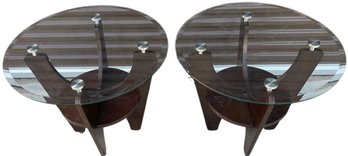 Set Of 2 Glass Side Tables, Glass 28W