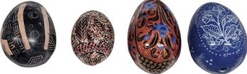 Painted Eggs Wooden And Stone