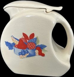 Vintage 1940's Universal Poteries - Calico Fruit Pattern Jug Made In The USA - 7' Length