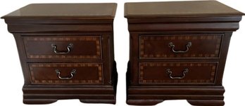 Set Of (2) Intricate Wooden Nightstands  - Made In Vietnam