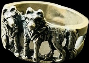 Pair Of Wolves - Sterling Ring.