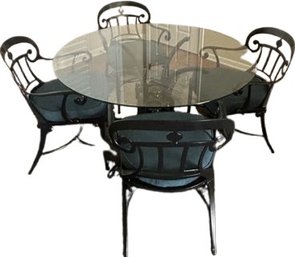 Glass Top Dining Room Table And Four Chairs Includes The Rug 4 Diameter X 28 Tall