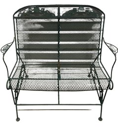 1960s Russell Woodard Salterini Style Patio Glider Love Seat Black - Cast Metal Mesh Patio Two-Seater Glider