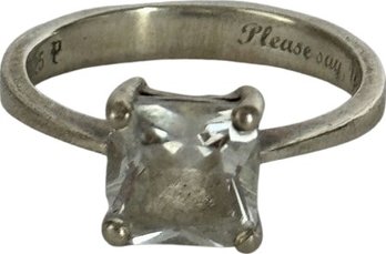 Sterling Silver Ring With Inscription 'please Say Yes' On The Inside