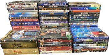 70 DVDs From Indiana Jones, Harry Potter, Kelly's Heroes, Silver Bells, The Last Samurai, And Many More!