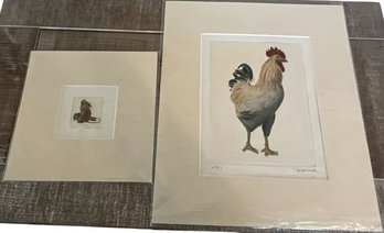 Matted Limited Edition Rooster & Mouse Artwork: Signed By Artists