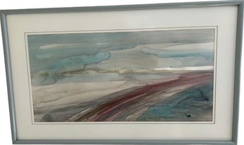 Framed Watercolor Contemporary Art Signed By Artist (36x22)