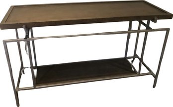 Wood Toned Metal Sofa Table, 50x18x30H