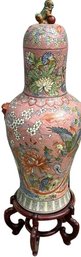 Vintage Asian Floor Vase - Side Embellishment Is Broken Off