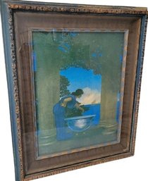 Old Issue Maxfield Parrish Print Framed Under Glass. Printed For Collier's - 13.5' X 15.2'