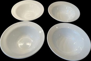 Four White Serving Bowls Made In Italy. (9.5x3.5)