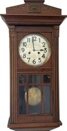 Antique German Pendulum Wall Clock With Gong And Key