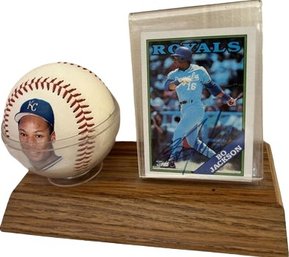 Signed Bo Jackson Topps Baseball Card With Accolade Baseball Picturing Bo Jackson