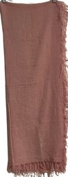 100 Cashmere Wrap With Fringe, Dusty Rose, 28 Inches By 37 Inches Unfolded