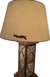 Lamp With Wood Base And Shade, 28'