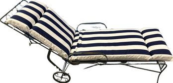 Wrought Iron Rolling Lounge Chair- Shows Some Rust And Paint Chips, 78Lx26Wx21.5H When Lying Down