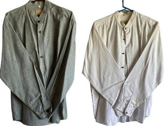 Two Mens Western Shirts Size Large Some Staining On White Collar.