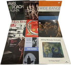 (9) Unopened Vinyl Records, Includes, Johnny Richards, Max Roach And Stan Levey And Many More