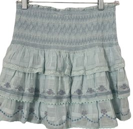 Women's Ruffle Shirred Cotton Miniskirt