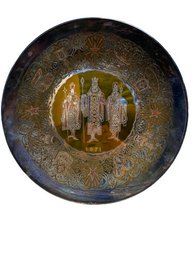 Reed And Barton Damascene Plate New Three Kings 1971 (11in) Made Of Silver,copper And Bronze