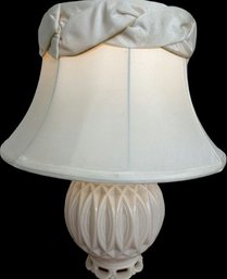 Milk Glass Style Table Lamp- Working, With Two Bulb Sockets, 17in Tall