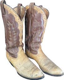 Laramie Boots 2 Tone Brown/Tan Men's Cowboy Boots, Approx Size 11