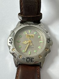 FILA 1500 Professional Wrist Watch (200 Meters), Genuine Leather Strap - Approx 7.5