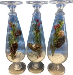 Glass Incased Christmas Decor Vases(3) (5x16.5x5)