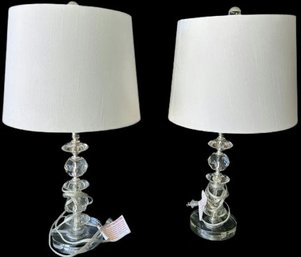 Pair Of Glass Base Table Lamps - Tested And Working - 9'H