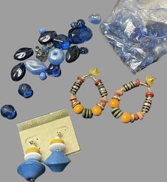 Collection Of Blue Stones And Beads - Fashion Pierced Earrings