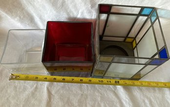 3 Cube Shaped Candle Holders/Vases