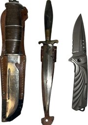 Hoffman Richter Knife (8.25in, Missing Screw), Fighting Knife (9.5in) & Dagger (9.5in)