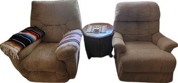 2 La-Z-Boy Rocking Recliners (36'Lx34'Wx45'H) And End Table (24'D X 22'H).