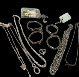 Silver Tone Charm Bracelets, Necklaces, Earrings