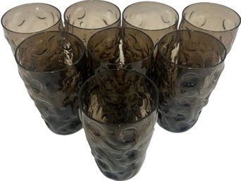 Brownish In Color Vintage Glass (8) Pcs