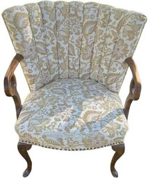 Channel-back Style, Floral Design Arm Chair, 33 Tall X 26 Wide X 21 Deep