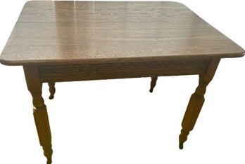 Farm Style Wooden Table On Caster Wheels 40 X 29 29 High (no Leaf Availability)