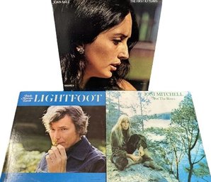 Vinyl Records (3) Including Joni Mitchell, Gordon Lightfoot And Joan Baez