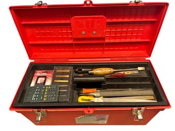 Contico Plastic Tool Box With Files, Hammers, Saws, Wrenches & More! Case Is 24x11x11