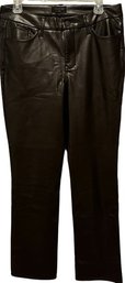 NYDJ Marilyn Straight Faux Leather Pants- Color Cordovan, Size 8