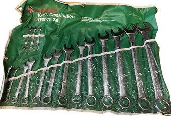 ALLTRADE 16 Pc. Combination Wrench Set Made Of Tempered Alloy Steel. In Case.