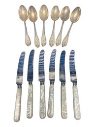 1847 Rogers Bros Spoons (6) And Francis Newton And Sons Butter Knives (6)