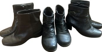 3 Pairs Womens Short Boots- Easy Street Size 6.5, EasySpirit Size 6